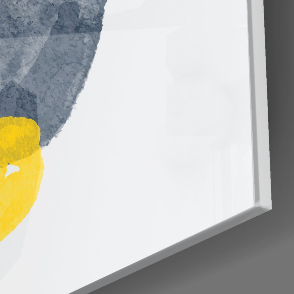 Mustard Wabi panel catching window light to reveal its tactile scribble