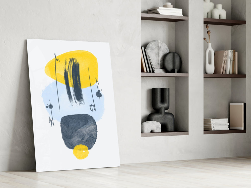Mustard Wabi artwork anchoring a wall with wabi-sabi modern palette