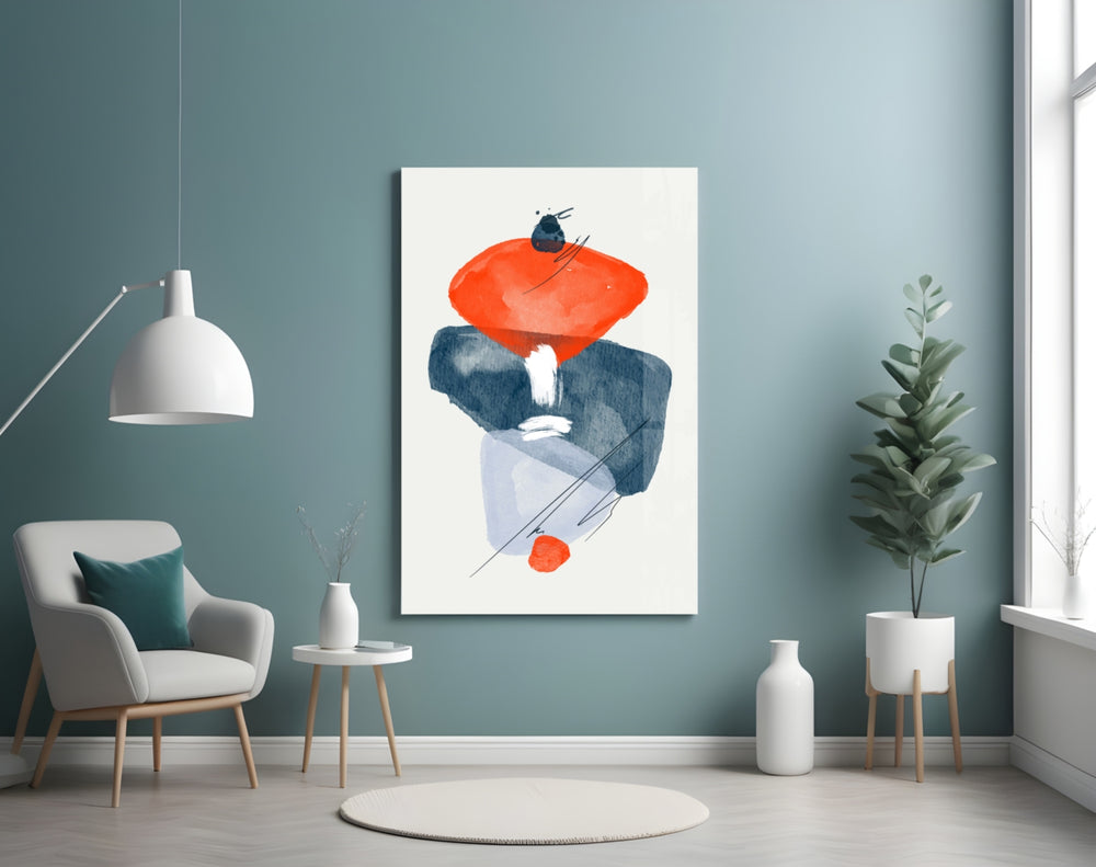 Orange Wabi glass print enhancing a living room with editorial drama