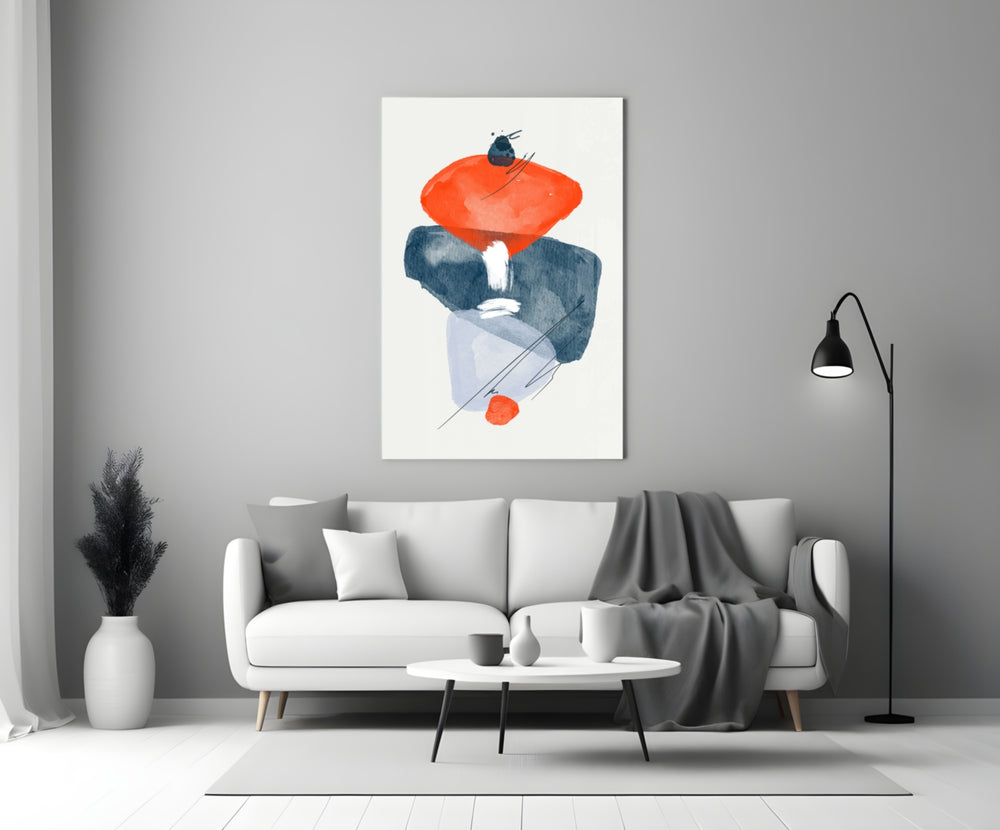 Orange Wabi panel adding calm mood to a hallway