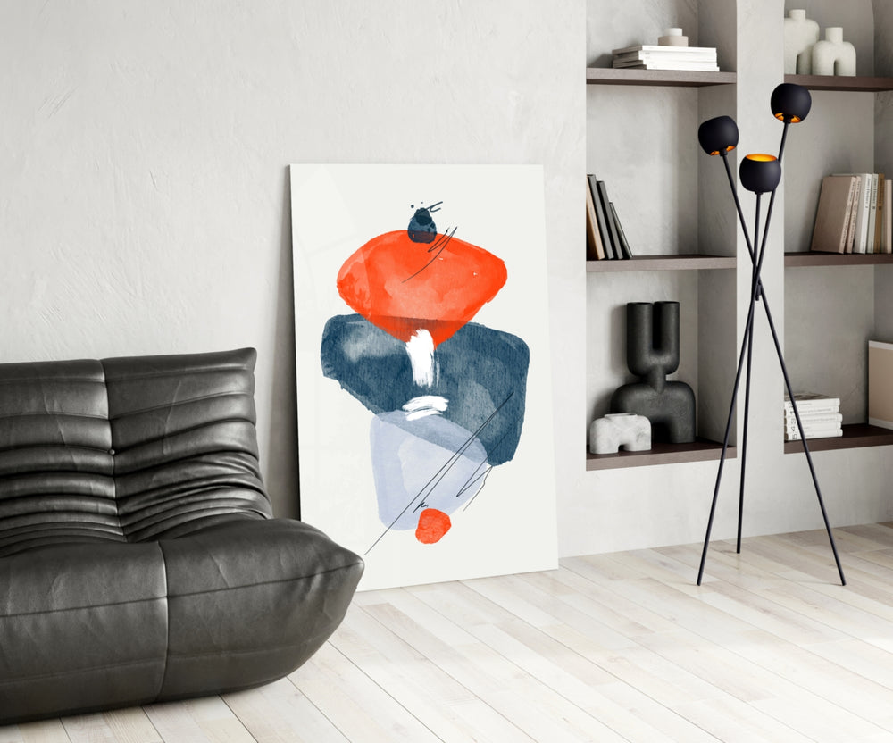 Orange Wabi artwork anchoring a wall with wabi-sabi bold palette