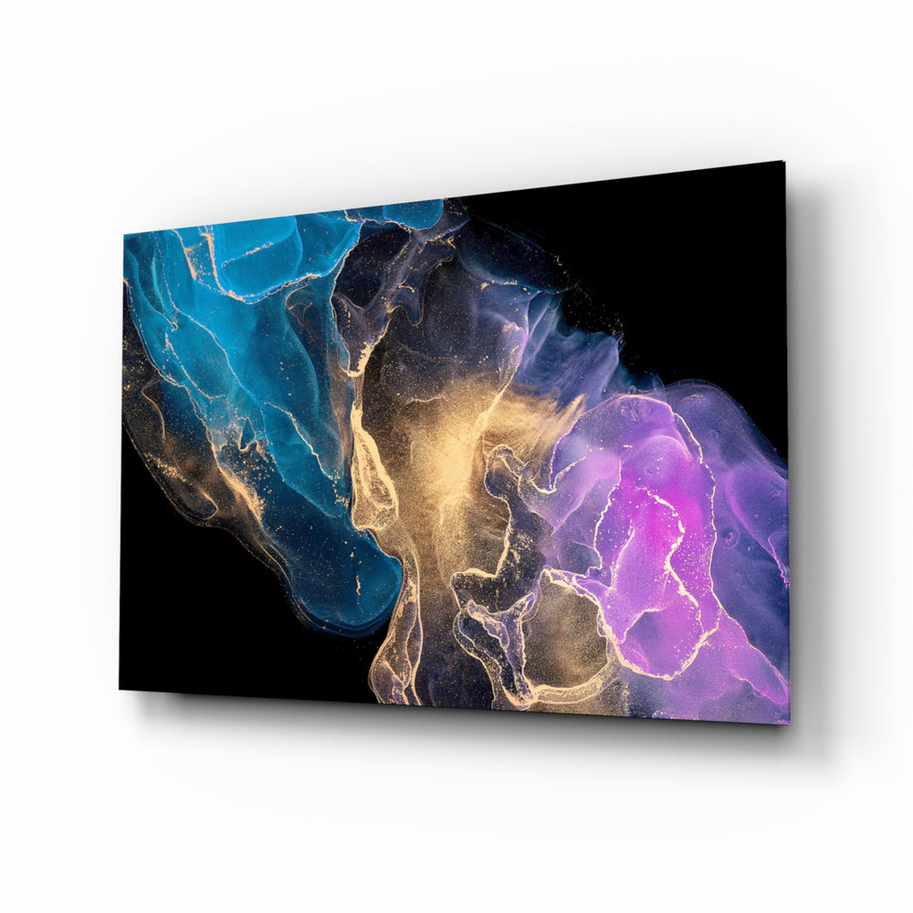Cosmic Trio close-up showing turquoise cloud meeting gold burst and magenta bloom