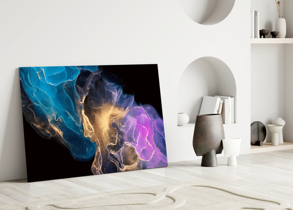 Cosmic Trio panel adding editorial mood to a living room
