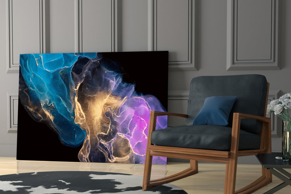 Cosmic Trio panel catching brass-light to reveal its metallic shimmer