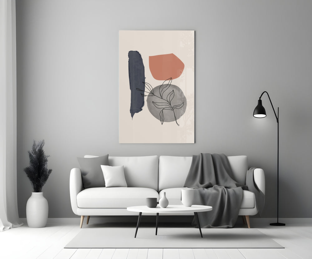 Leaf Circle glass wall art styled above a side table in a hallway