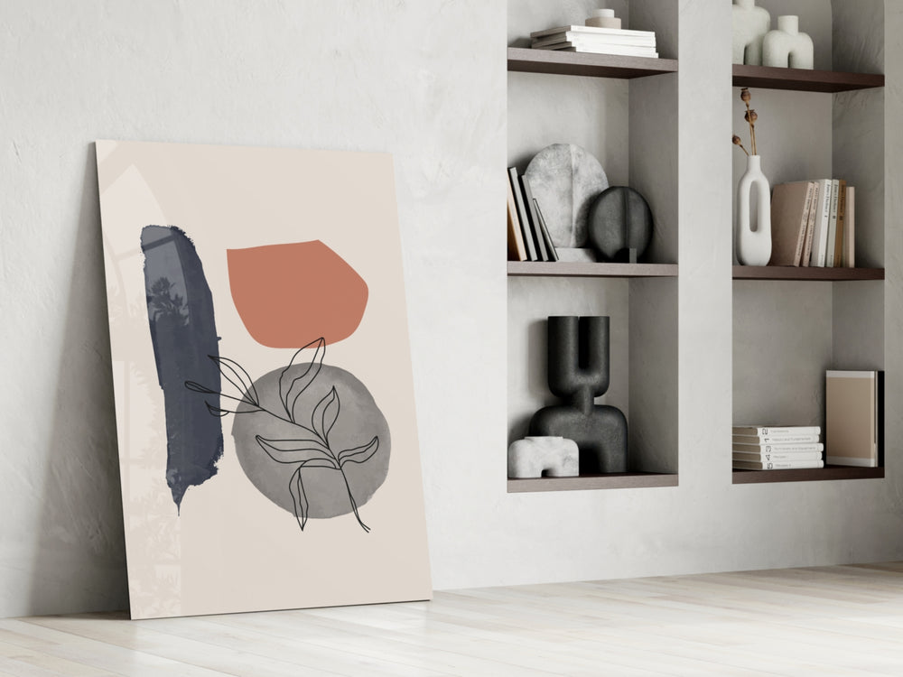 Leaf Circle artwork anchoring a wall with scandi botanical palette