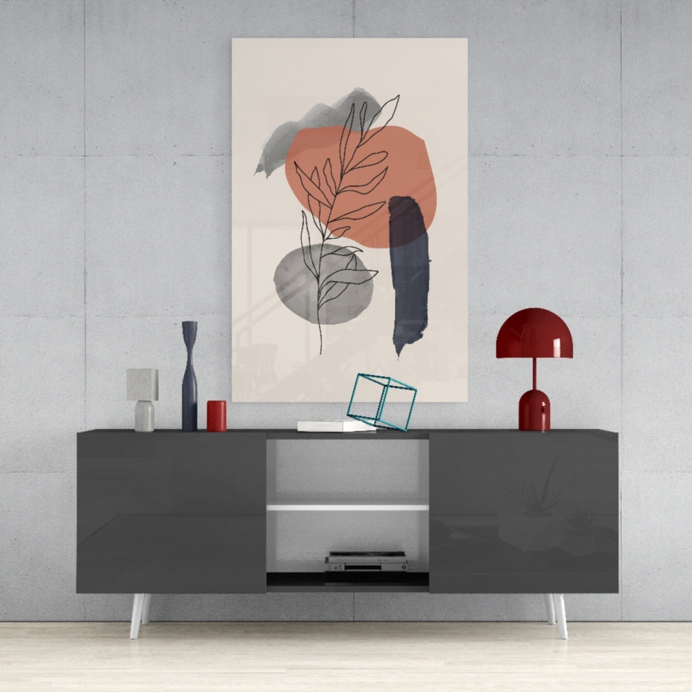Abstract Shapes Glass Wall Art.