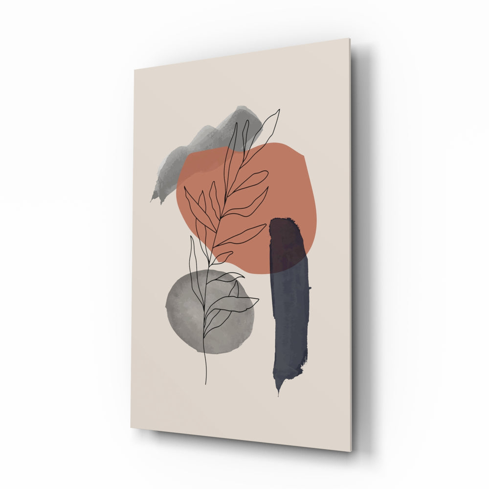 Scandi-botanical panel bringing calm drama to a contemporary bedroom
