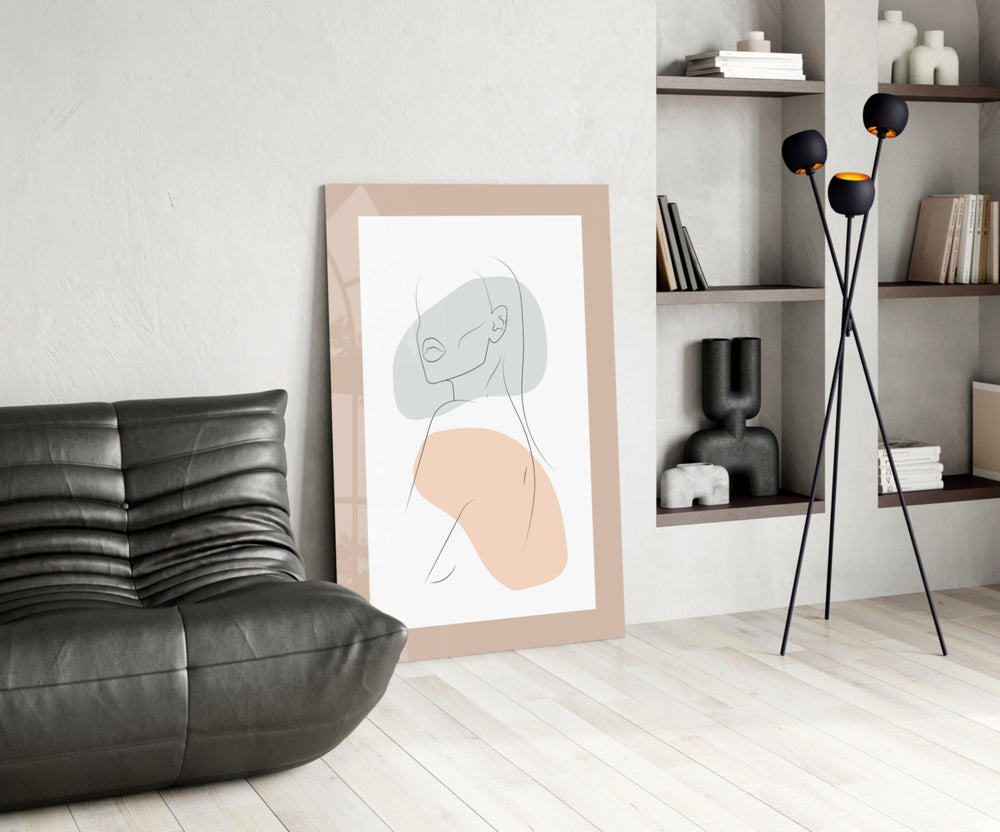 Sage Line Portrait artwork anchoring a wall with scandi serene palette