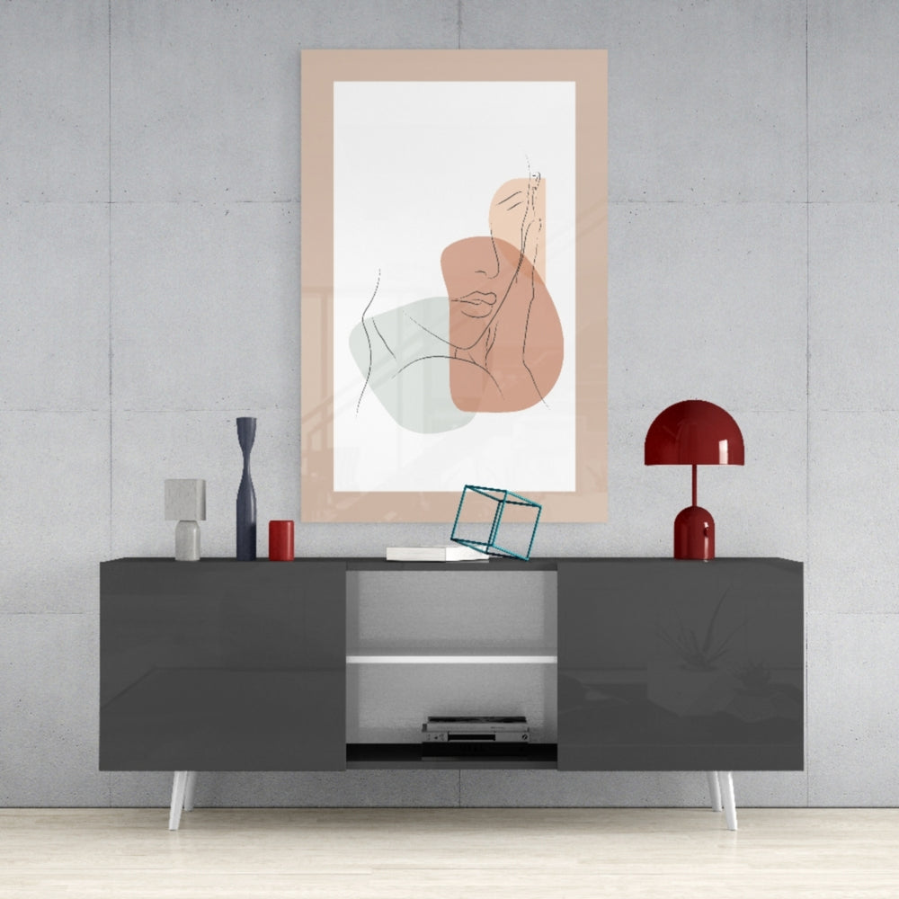 Abstract Shapes Glass Wall Art.