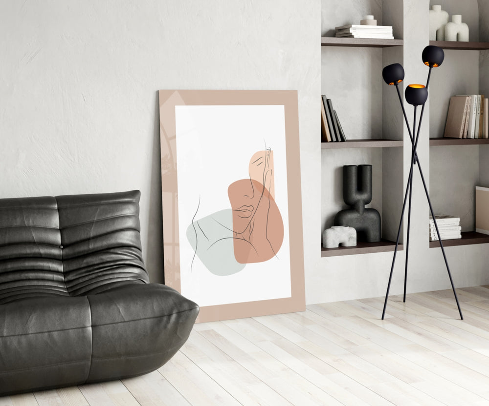 Couple Line glass print enhancing a dressing area with editorial drama