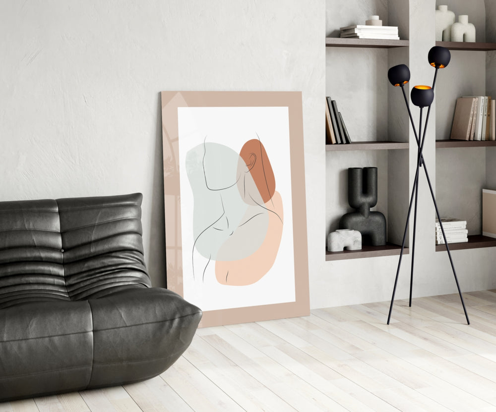Seated Line glass print enhancing a dressing area with editorial drama