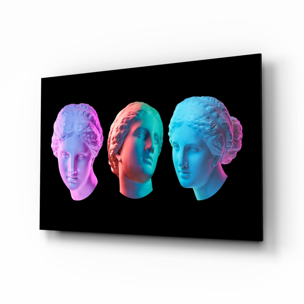 Pop-vaporwave panel bringing electric drama to a contemporary living space