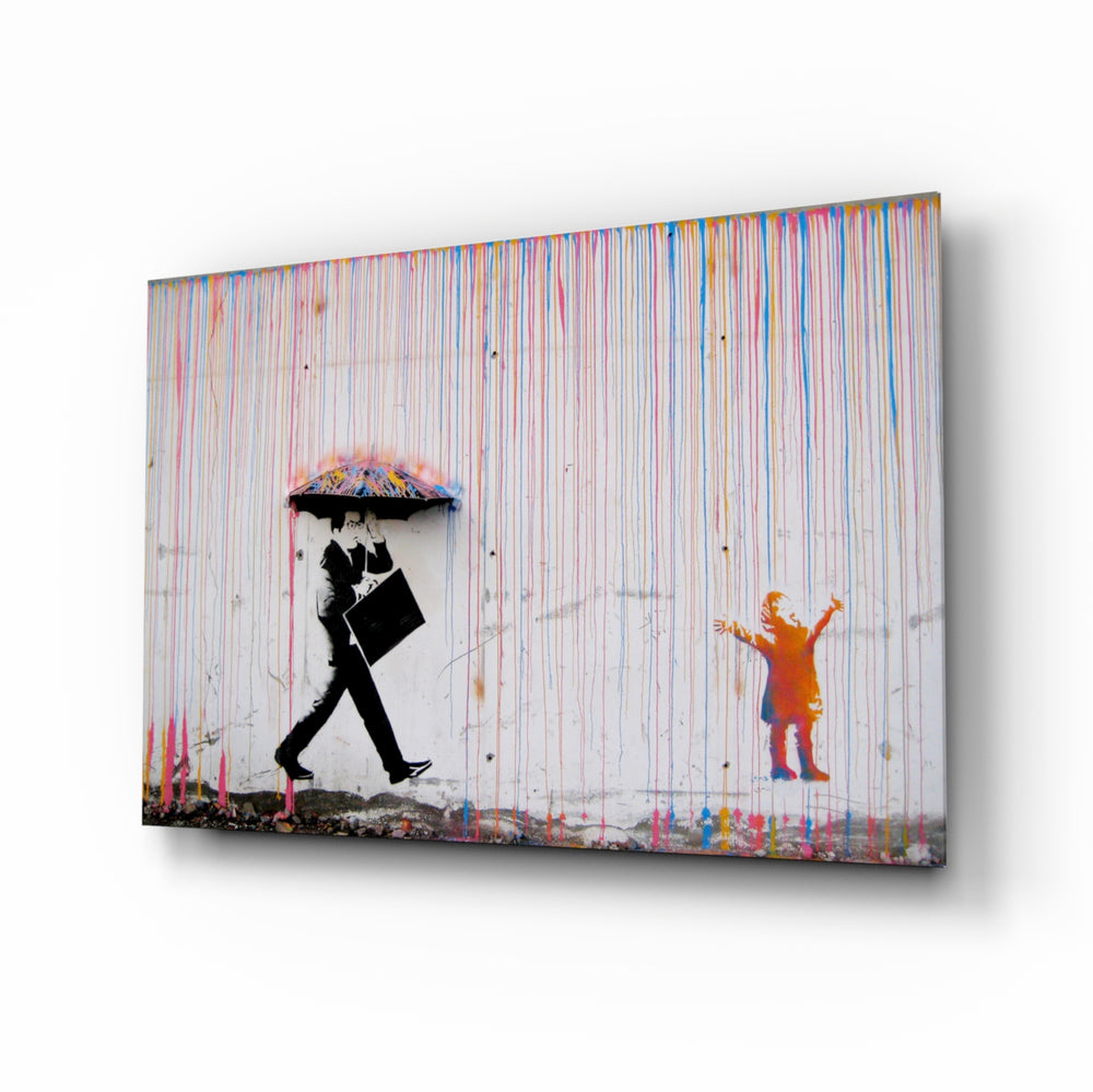 Street-art panel bringing bold drama to a contemporary lounge