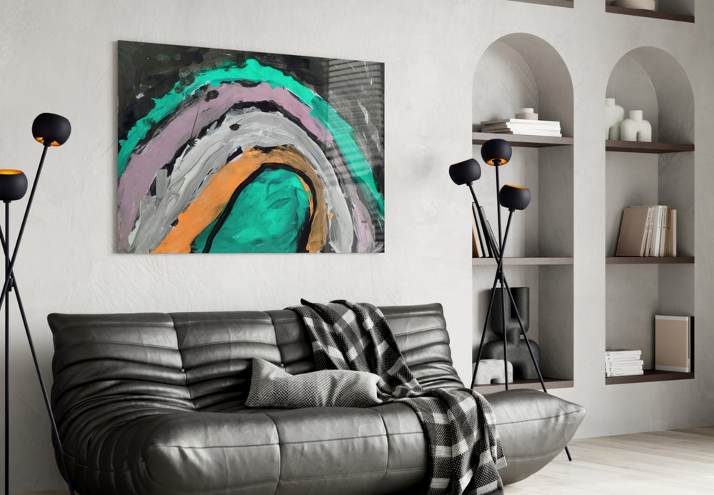 Selmin Arcs panel adding editorial mood to a living room