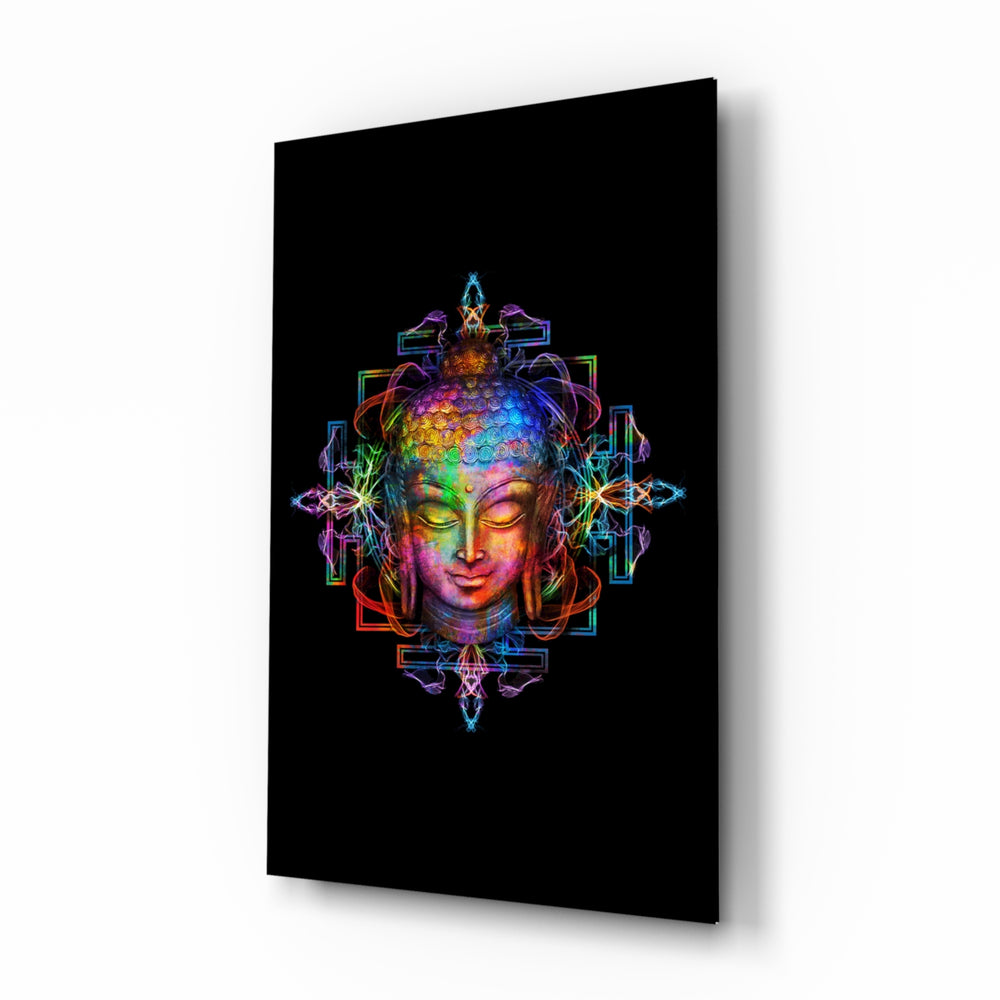Spiritual-neon panel bringing mystical drama to a contemporary zen space