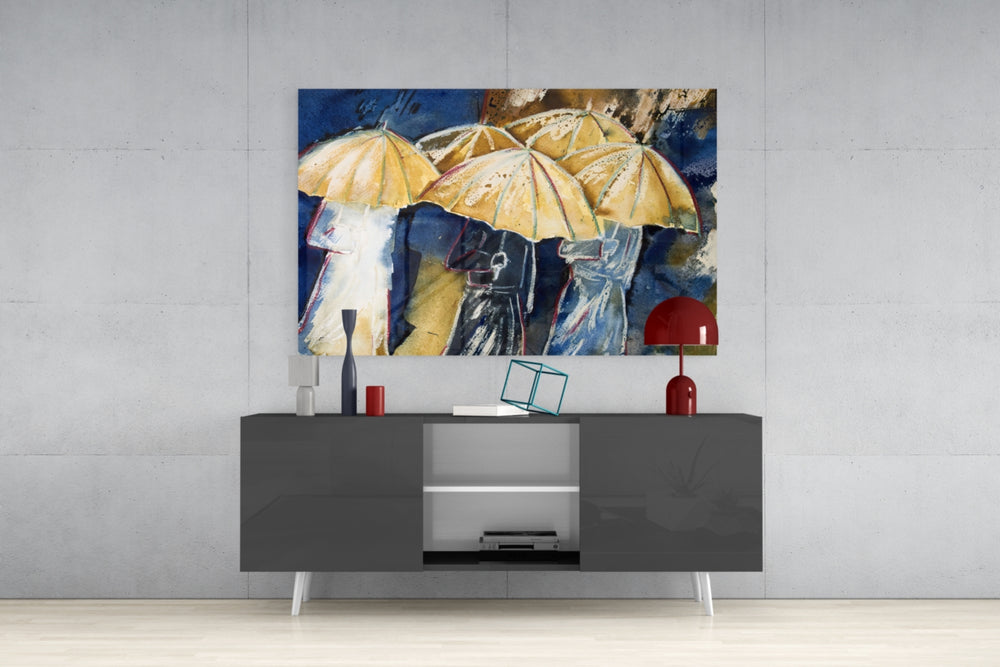 Umbrellas Glass Wall Art.