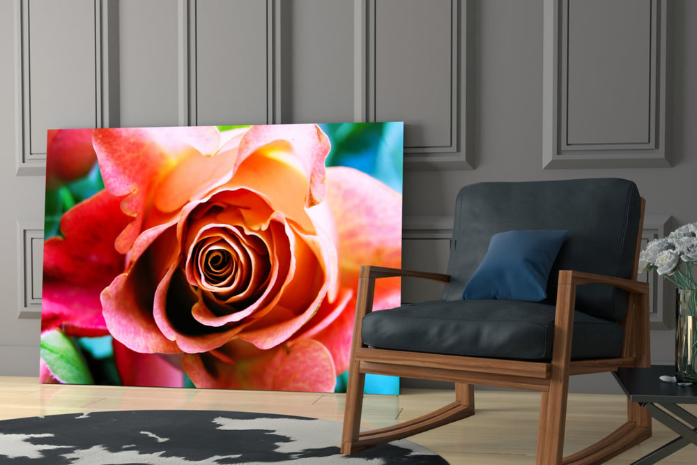 Coral Rose artwork anchoring a wall with romantic biophilic palette