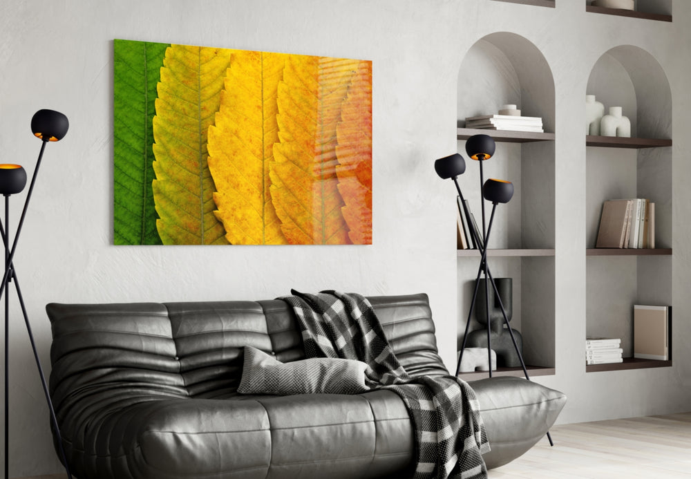 Autumn Leaves panel adding serene mood to a hallway