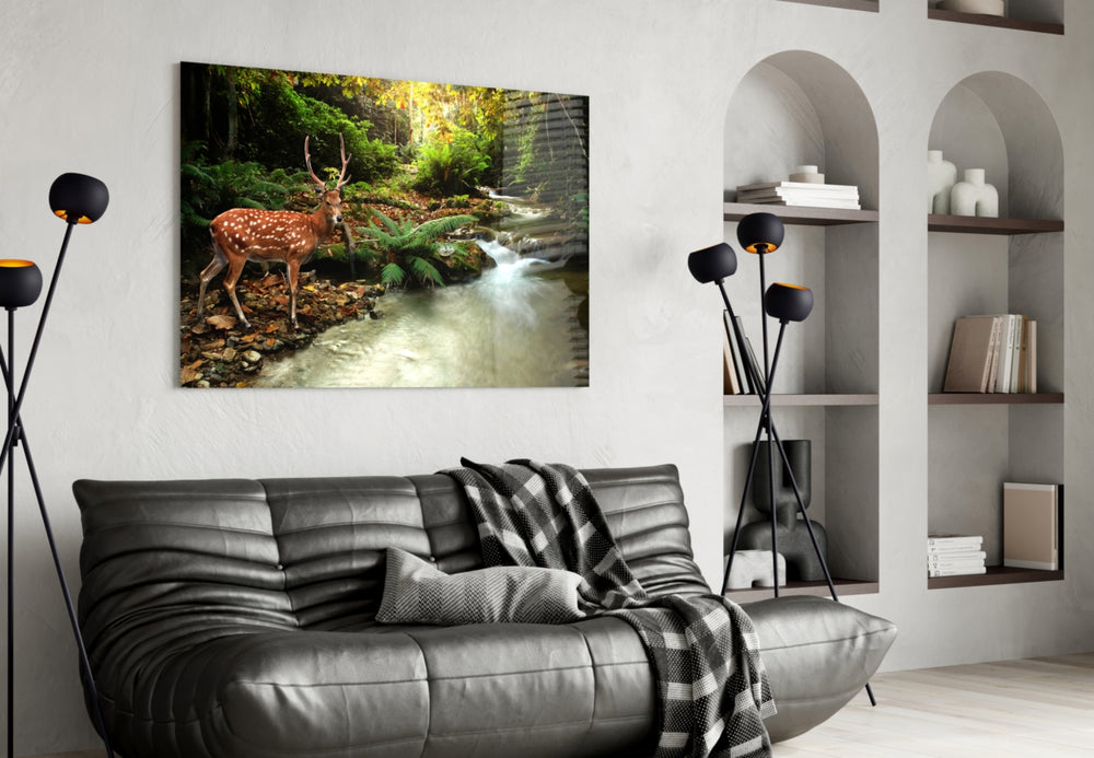 Forest Deer panel adding calm mood to a hallway