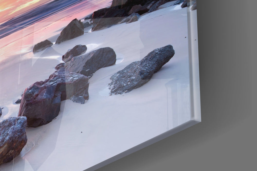 Beach Sunset panel catching window light to reveal its tactile reflection