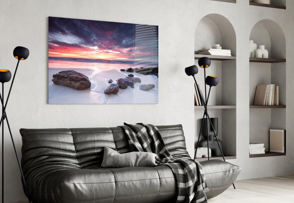 Beach Sunset panel adding calm mood to a bedroom