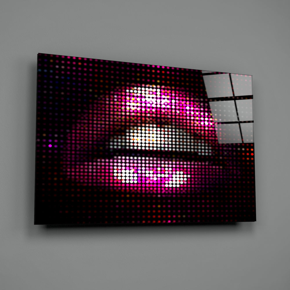 Pixel Lips close-up showing magenta halftone dots forming lip contour