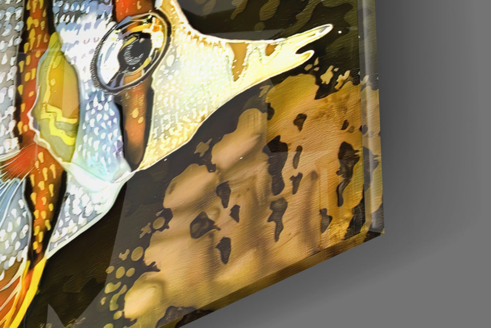 Tropical Fish panel catching window light to reveal its tactile fin