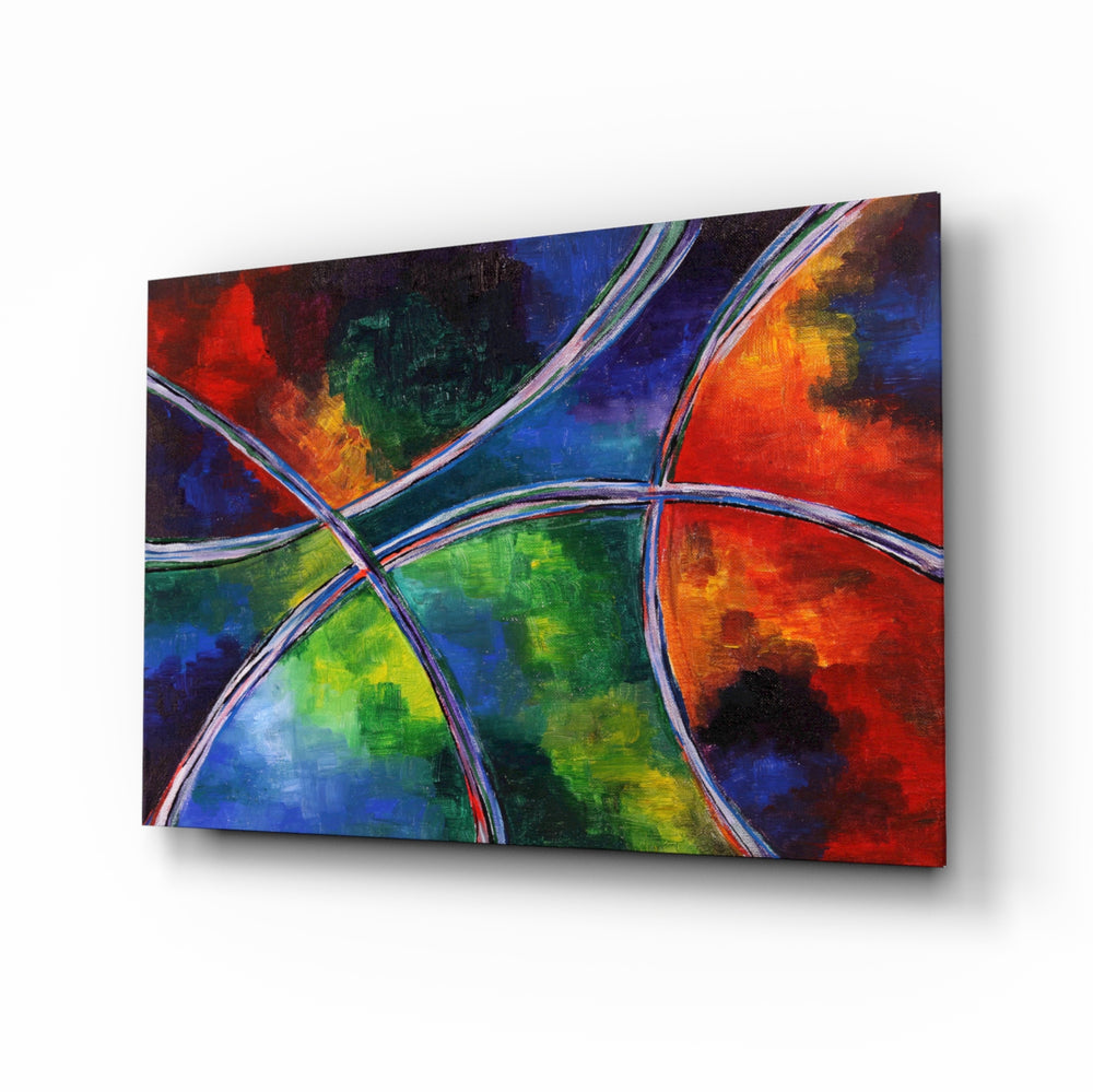 Expressionist-circles panel bringing bold drama to a contemporary living space
