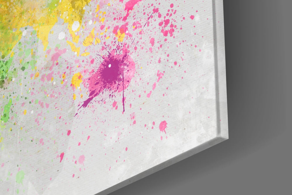 Watercolor Map panel catching window light to reveal its tactile drip