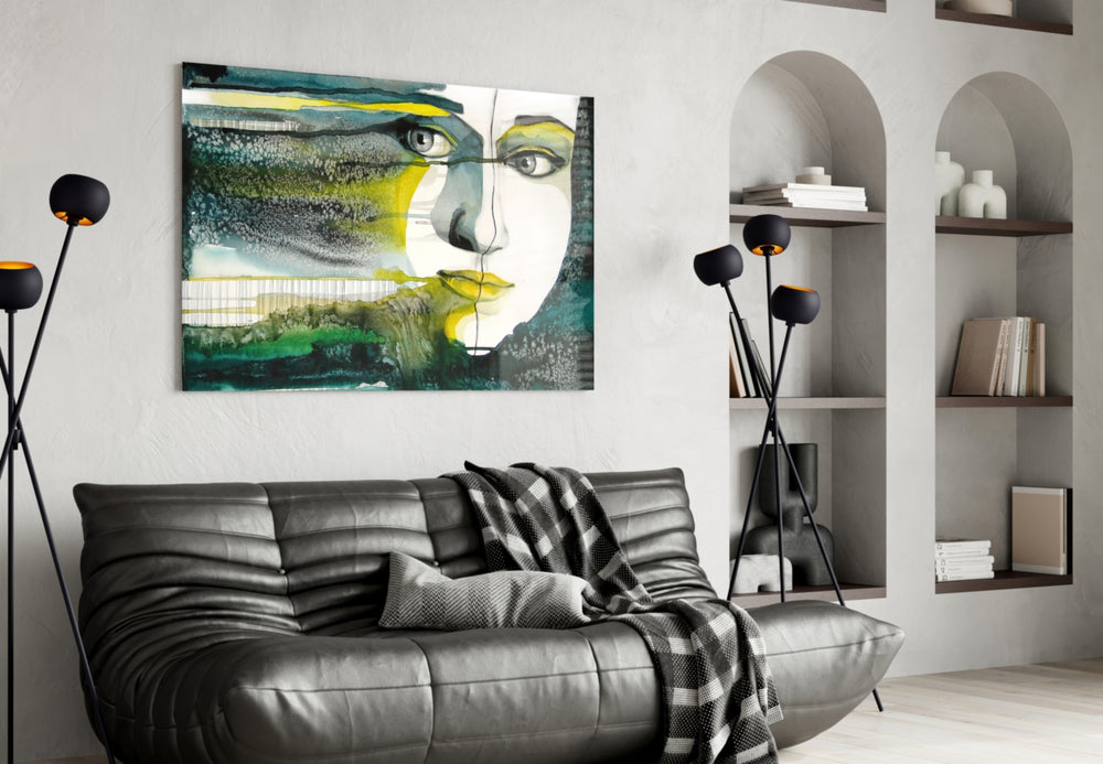Emerald Portrait panel adding editorial mood to a hallway