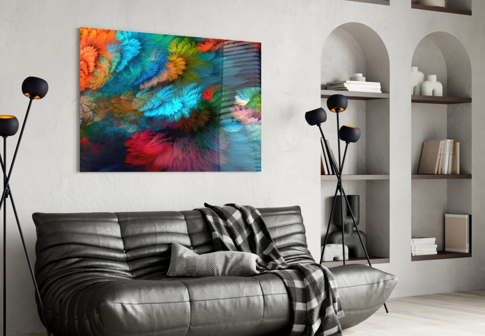 Fractal Feathers panel adding editorial mood to a living room