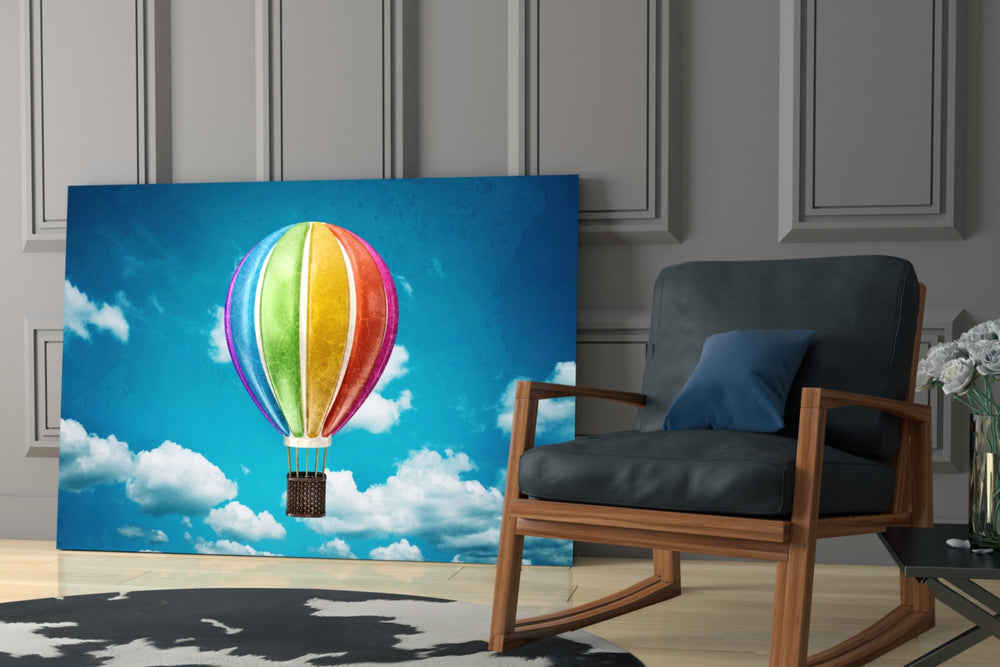 Sky Balloon artwork anchoring a wall with playful joyful palette