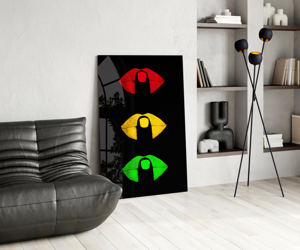 Lip Signal glass print enhancing a gaming room with cinematic drama