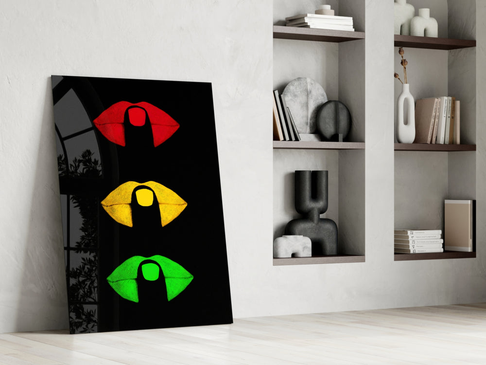 Lip Signal artwork anchoring a wall with bold pop palette
