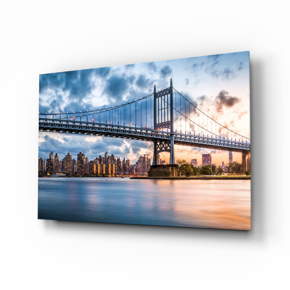 Long-exposure-skyline panel bringing urban drama to a contemporary lounge