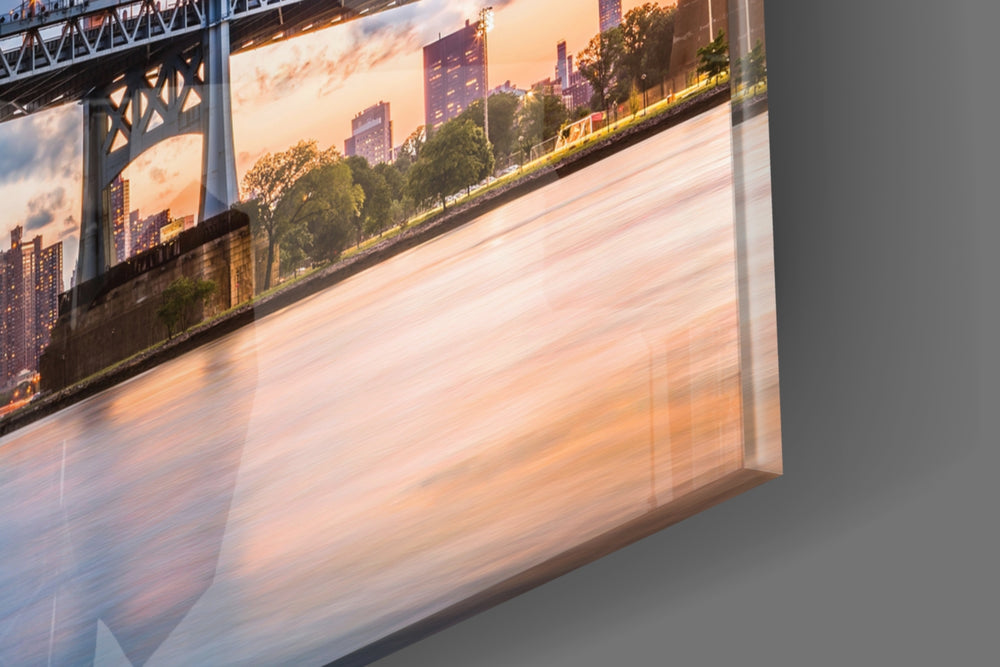 Triboro Bridge panel catching window light to reveal its tactile cable