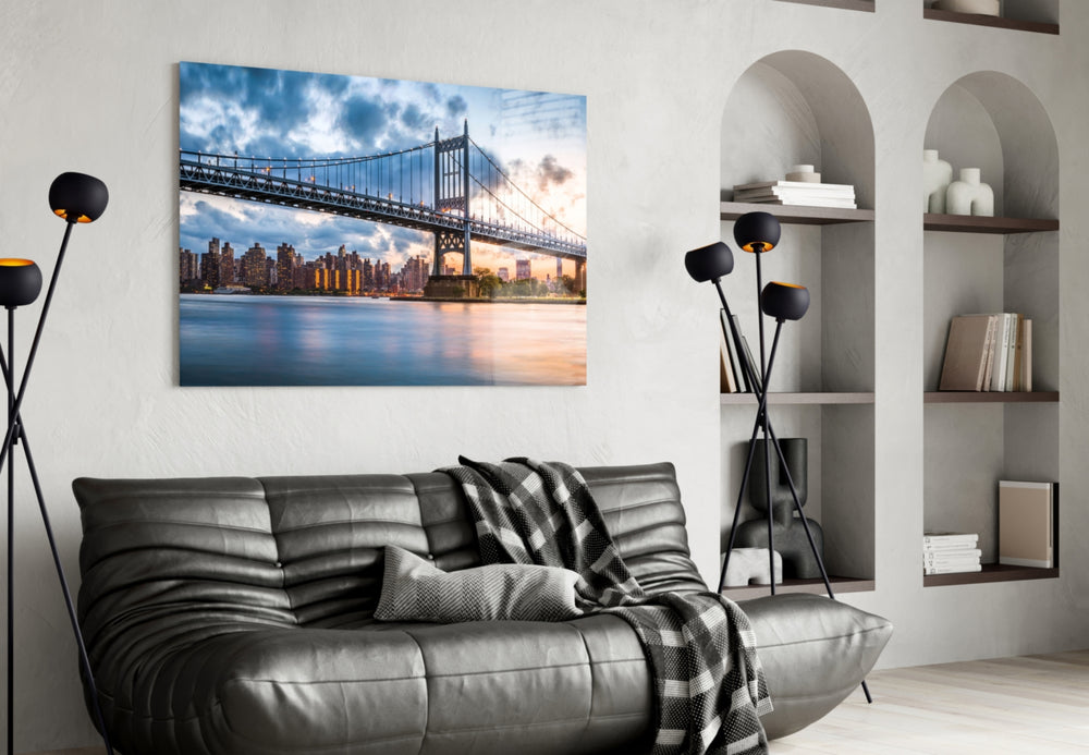 Triboro Bridge panel adding editorial mood to a living room