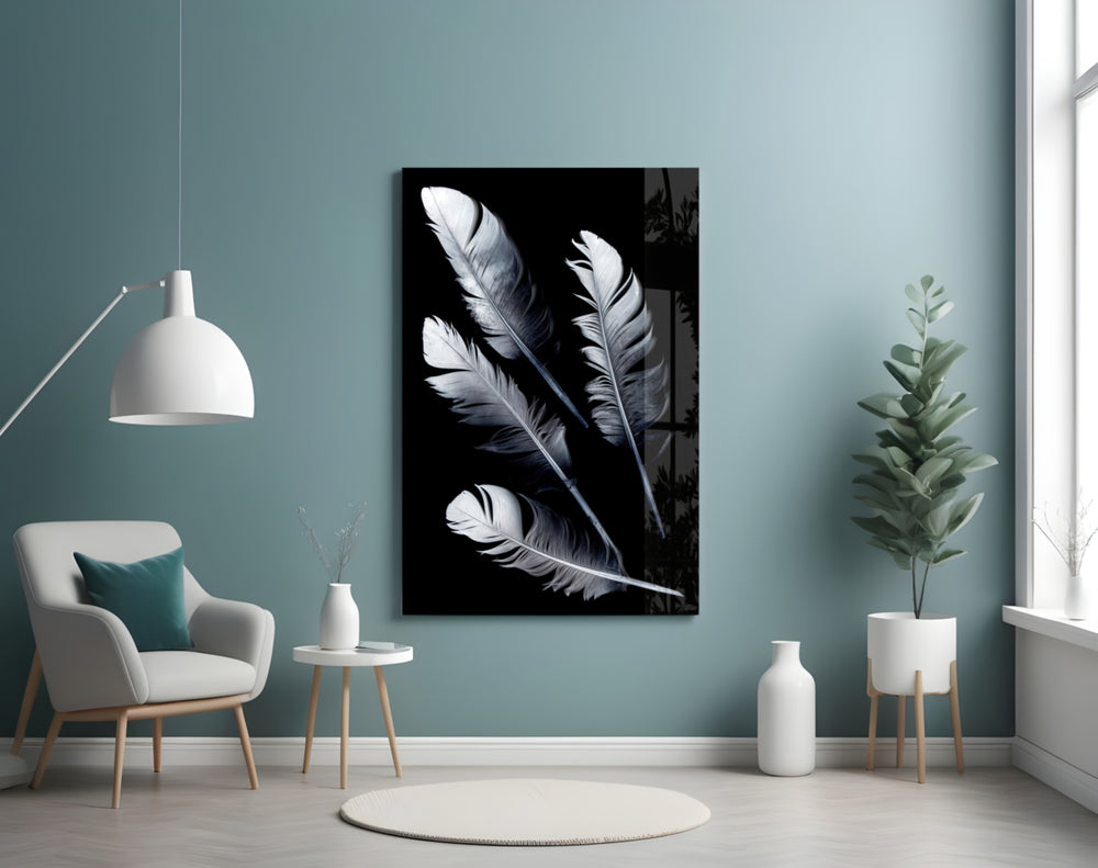 White Feathers panel adding calm mood to a bathroom