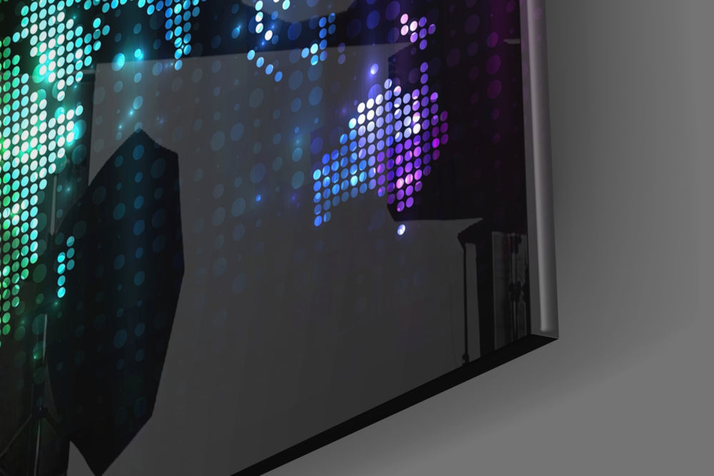 Neon Pixel Map panel catching low light to reveal its tactile dot