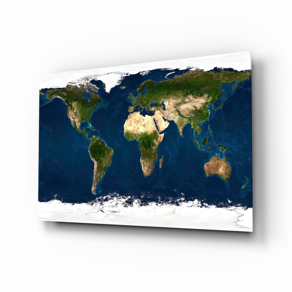 Satellite-cartography panel bringing scholarly drama to a contemporary office