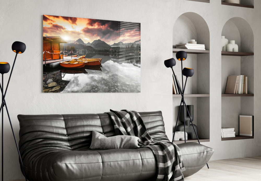 Sunrise Lake panel adding calm mood to a bedroom