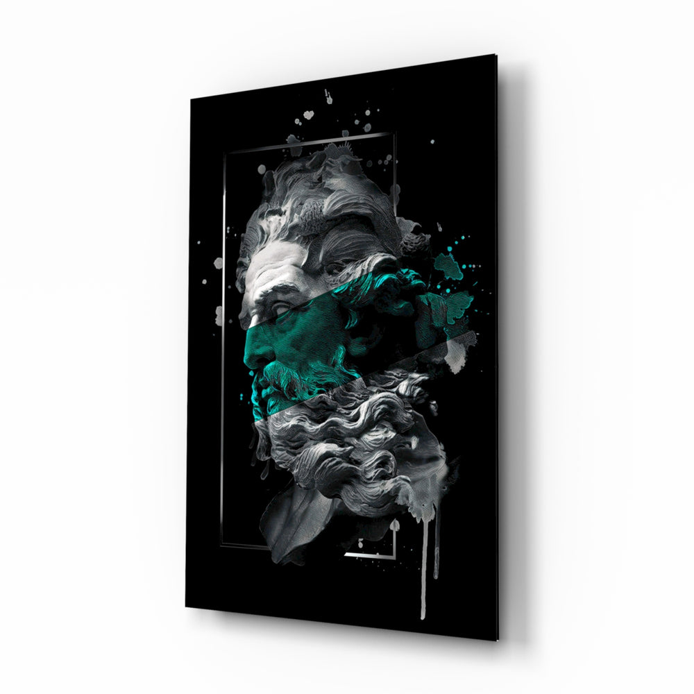 Mythic-modern panel bringing moody drama to a contemporary lounge