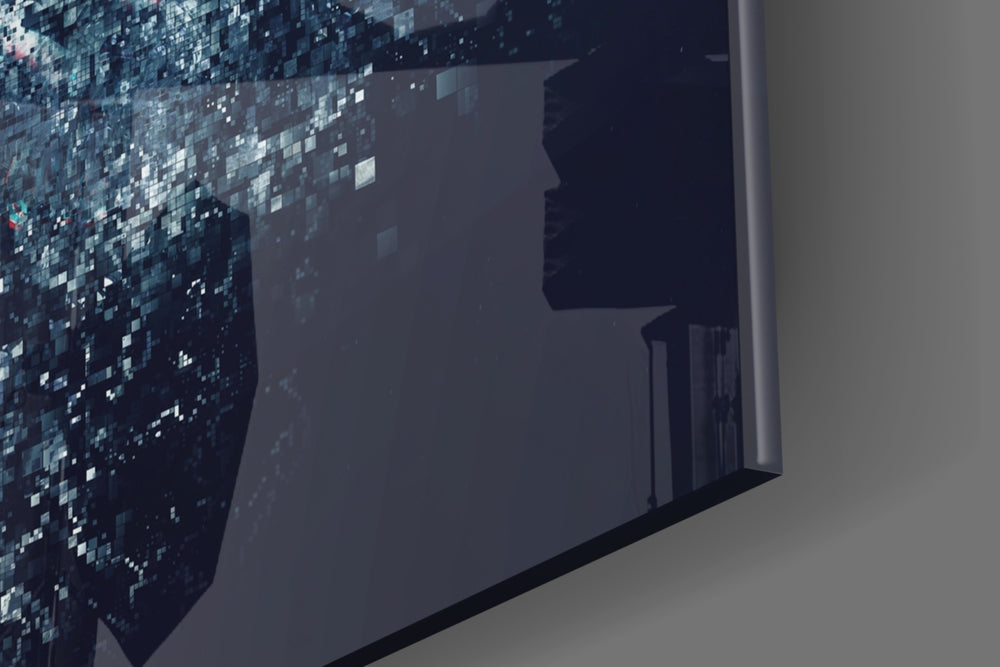 Pixel Astronaut panel catching neon-light to reveal its tactile particle
