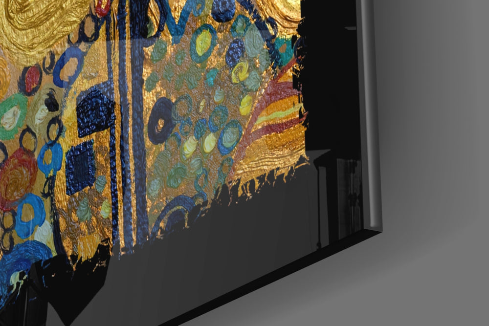 Golden Klimt panel catching brass-light to reveal its metallic shimmer