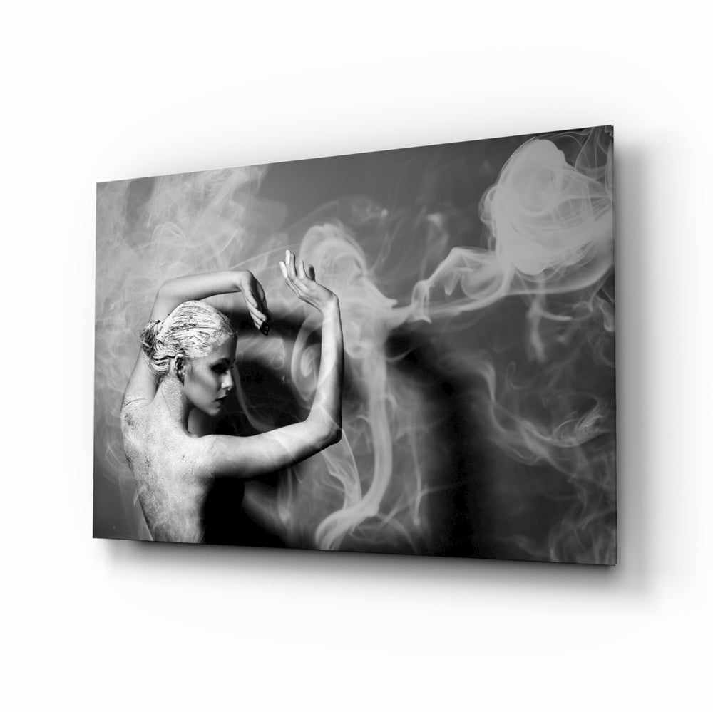 Monochrome-smoke panel bringing moody drama to a contemporary living space