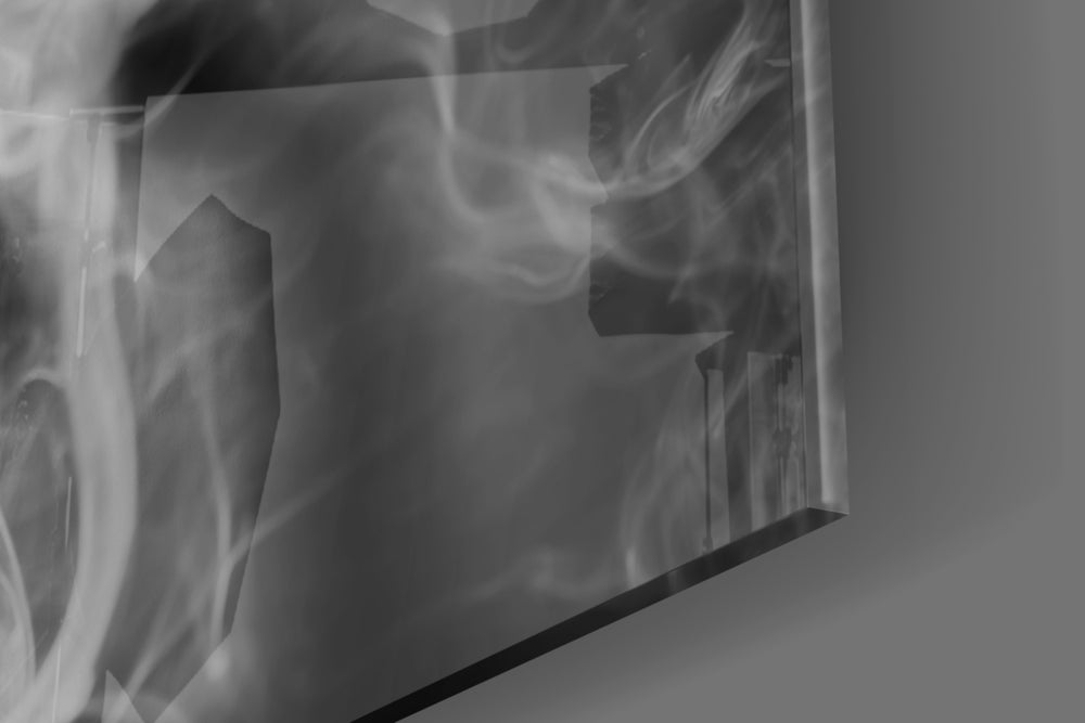 Smoke Dancer panel catching window light to reveal its tactile drift