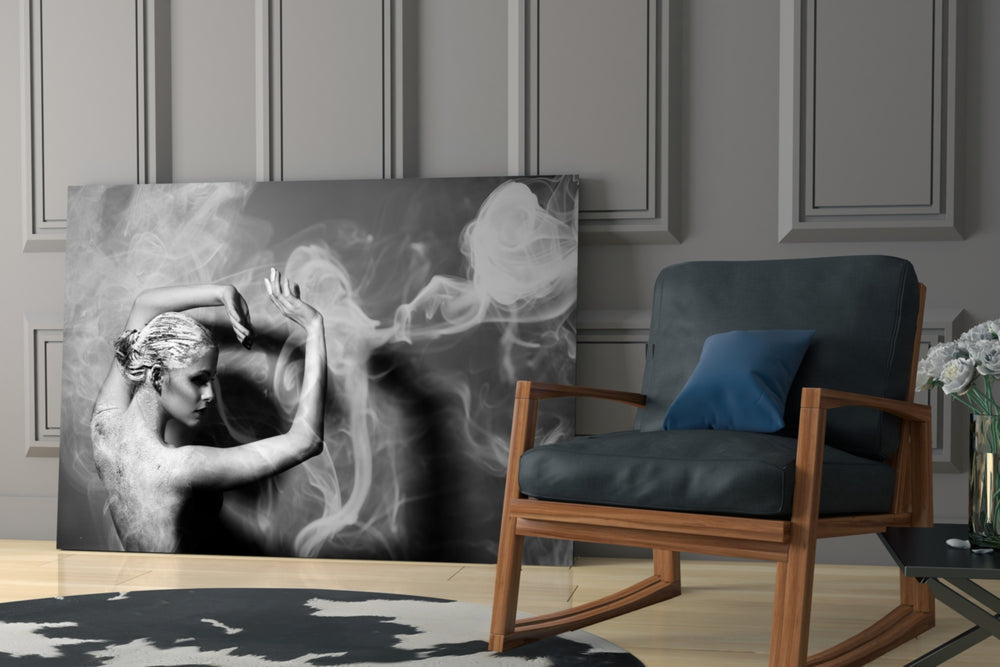 Smoke Dancer artwork anchoring a wall with moody dance palette