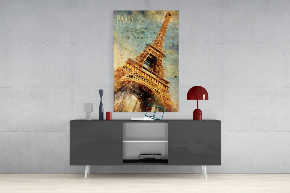 Eiffel Tower Glass Wall Art.