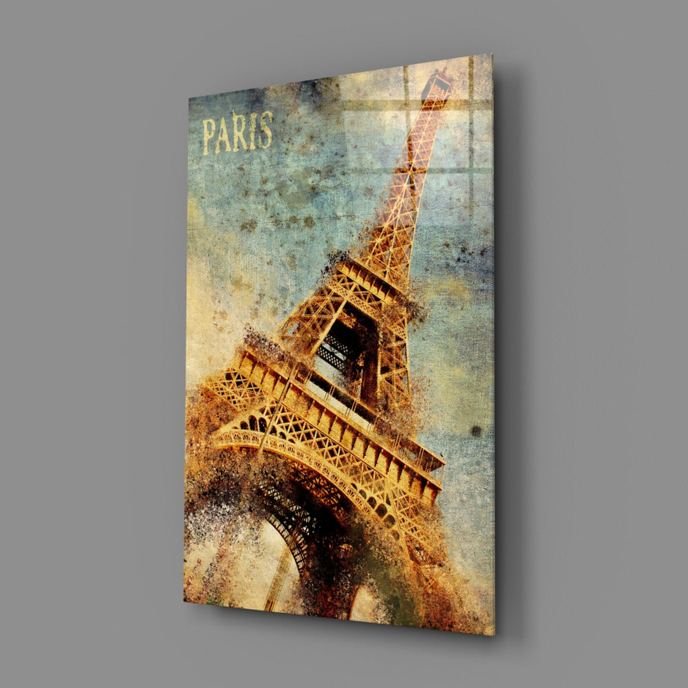 Paris Poster close-up showing distressed Eiffel Tower with bold PARIS type